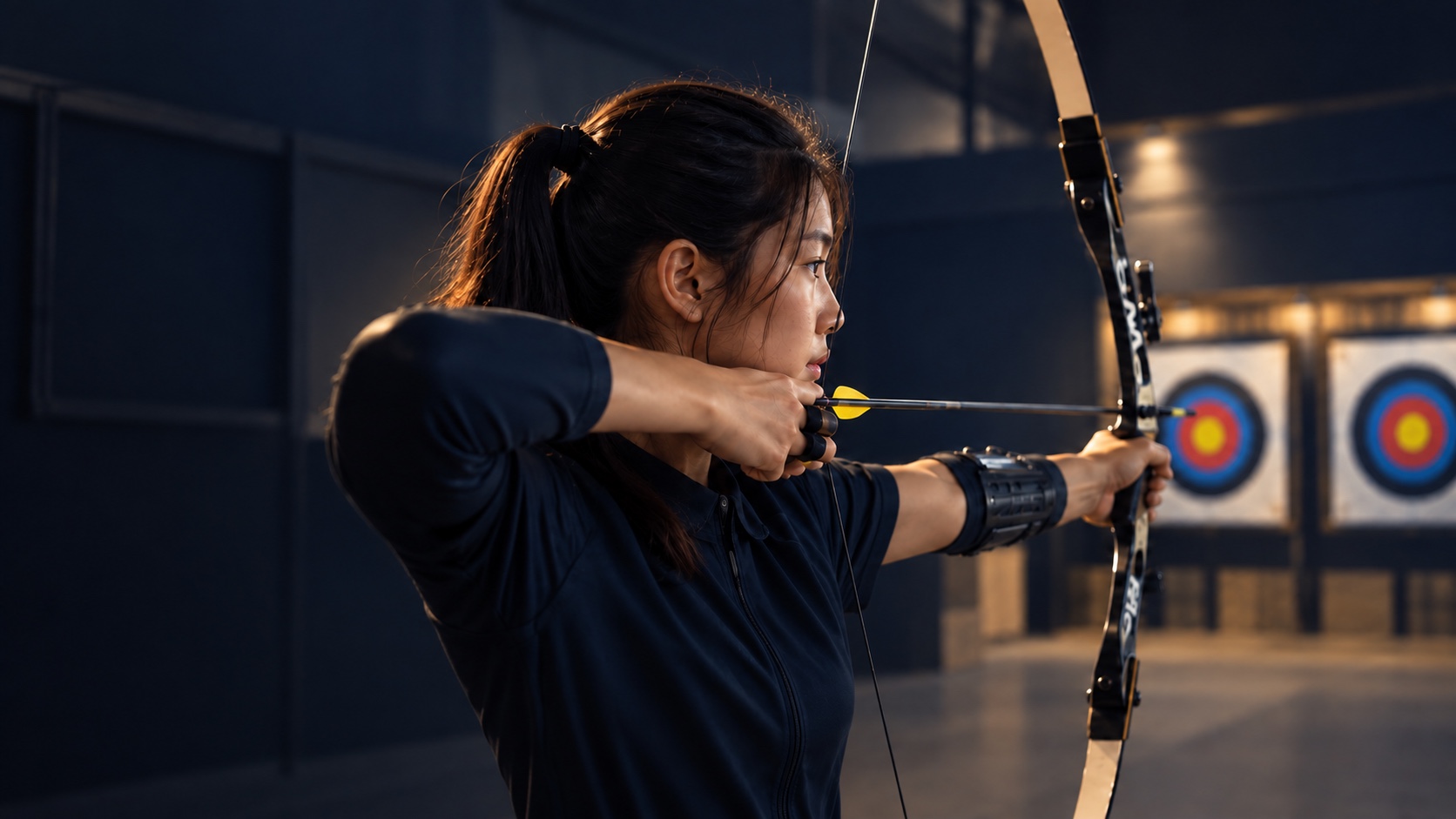 Illustrative youth target archery scene