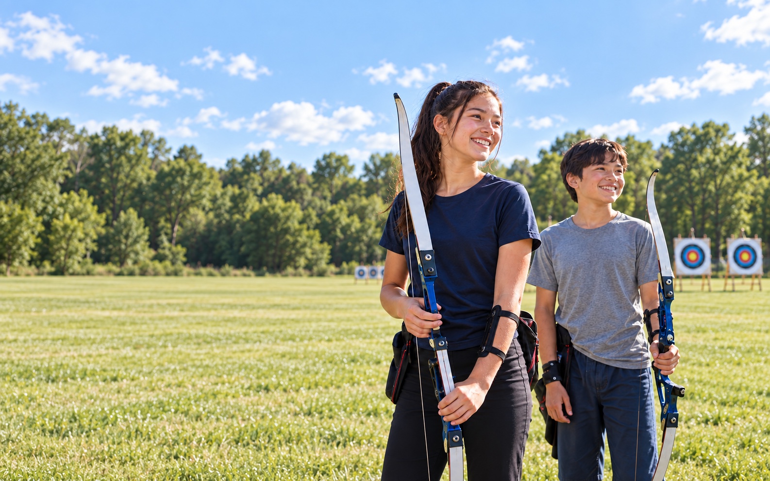 Illustrative youth target archery scene